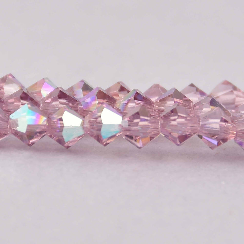 4mm Amethyst AB Bicone Crystal Beads, Preciosa x31 beads, cry0225