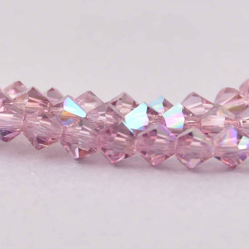 4mm Amethyst AB Bicone Crystal Beads, Preciosa x31 beads, cry0225