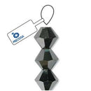 4mm Bicone Crystal Beads, Jet Light Hematite, Preciosa x31 beads, cry0237