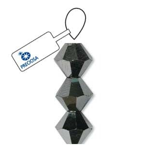 4mm Bicone Crystal Beads, Jet Light Hematite, Preciosa x31 beads, cry0237