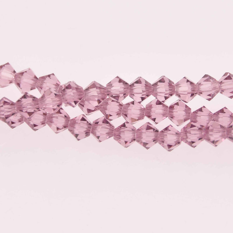 4mm Light Amethyst Bicone Crystal Beads, Preciosa x31 beads, cry0244