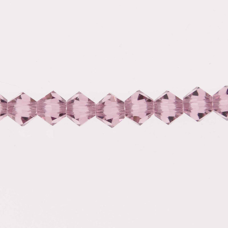 4mm Light Amethyst Bicone Crystal Beads, Preciosa x31 beads, cry0244