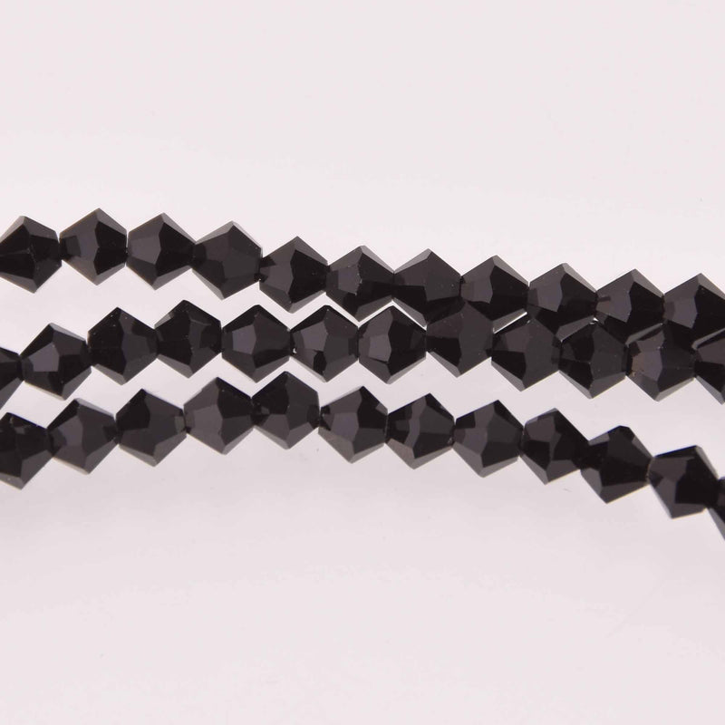 4mm Jet Black Bicone Crystal Beads, Preciosa x31 beads, cry0245