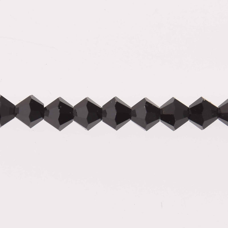 4mm Jet Black Bicone Crystal Beads, Preciosa x31 beads, cry0245