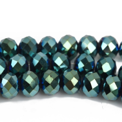 8mm Rondelle Crystal Beads PEACOCK GREEN AB Faceted 72 beads bgl1669