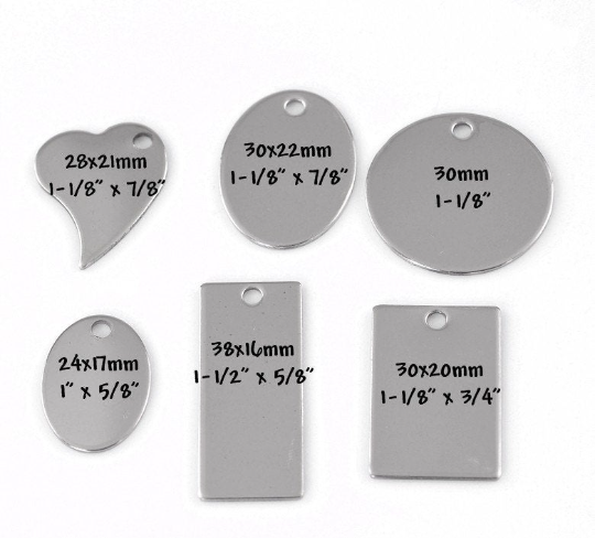 6 LARGE Stainless Steel Metal Stamping Blanks Charms . Sample Pack   msb0133