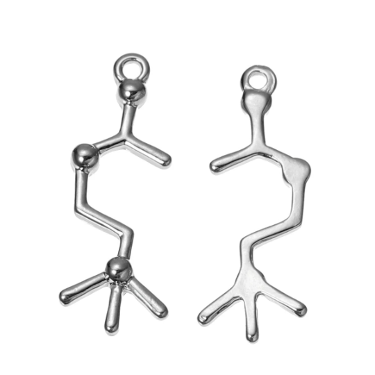 5 ACETYLCHOLINE Molecule Chemistry Charms, Silver Tone Charm Pendants, Science Charms, 26x10mm, chs2408