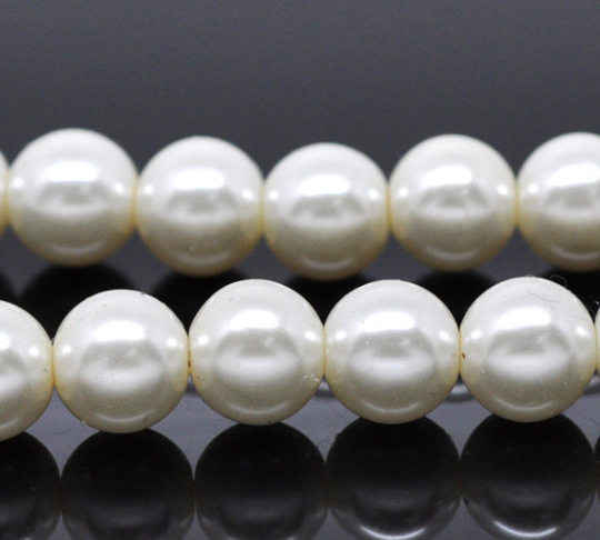 10mm IVORY Round Glass Pearls 40 beads bgl0464
