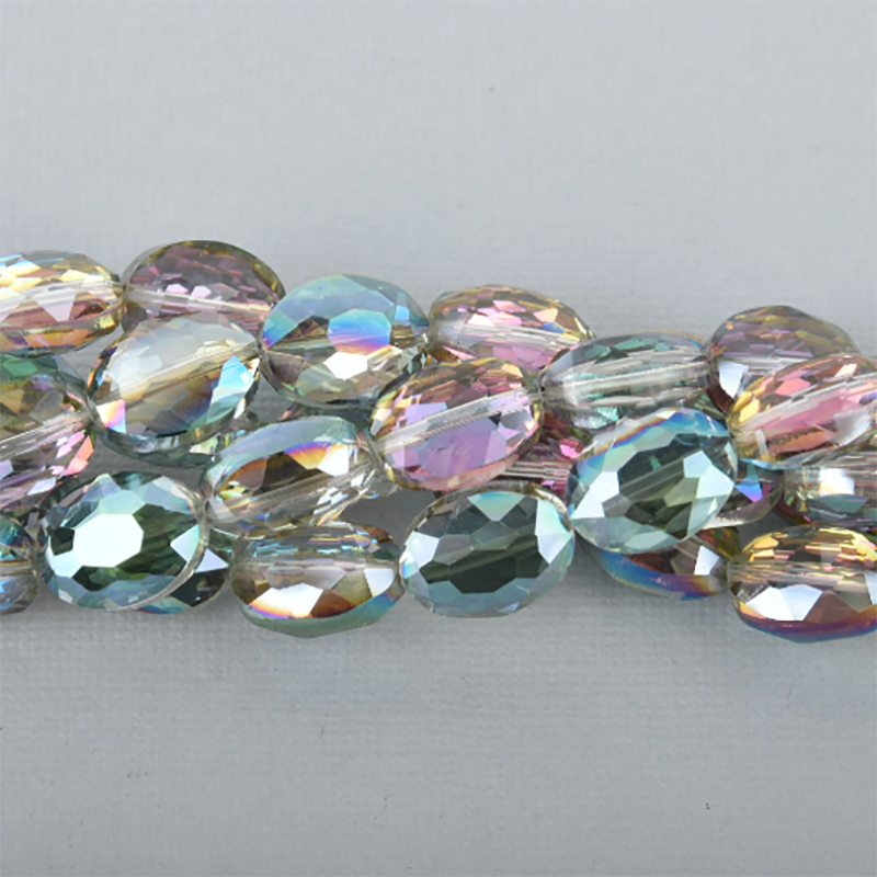 12mm NORTHERN LIGHTS Oval Faceted Crystal Glass Beads, 10 beads, bgl1628