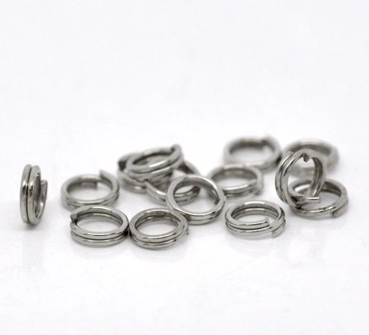50 Silver Double Loops Split Rings Open Jump Rings 4mm  jum0042a