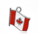 4 Silver Metal Enamel Waving CANADA FLAG CHARMS or Pendants che0177