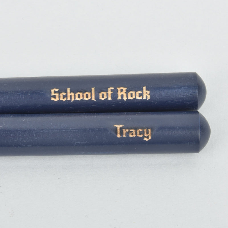Size 7A Personalized BLUE Wood Drum Sticks, DrumSticks Custom Laser Engraved Name, nylon oval tips drm0028