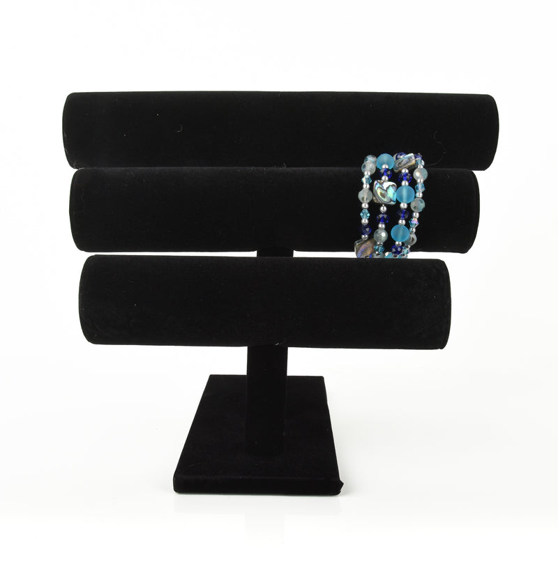 Black Velvet Jewelry Display, Triple Bracelet Display, Black Velvet Jewelry Stand, dsp0002