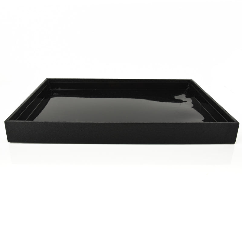 Black Jewelry Display Tray, Faux Leather Tray, 12" x 8.5"  dsp0004