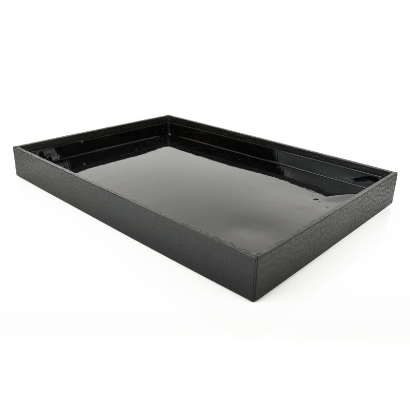 Black Jewelry Display Tray, Faux Leather Tray, 12" x 8.5"  dsp0004