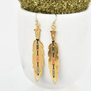 Gold Feather Earrings Gold Filled Seed Beads Stainless Steel Jlr0213