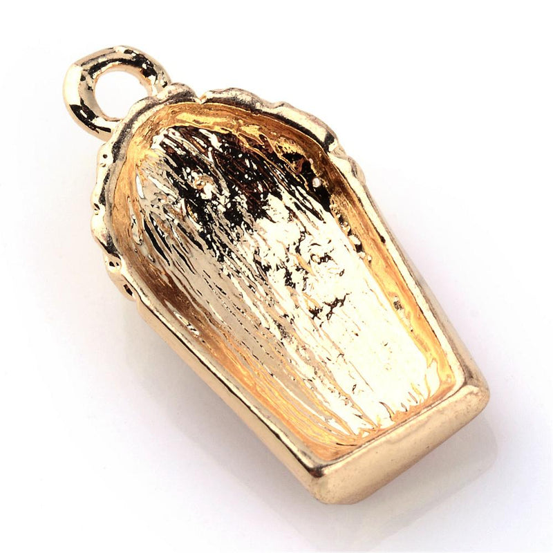 5 Popcorn Charms, Gold Metal with Enamel, 23x13mm, chs3409