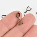 25 Antique Bronze Pinch Bails 17x7mm   fba0012