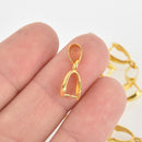 Gold Plated Pinch Clip Bail Findings for Pendants   27x8mm . 5 pieces  fba0067