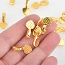 30 Gold HEART Glue-On Bails for Pendants 22x10mm flat back fba0069