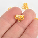 10 Gold Filigree Bail Beads, Tube Beads, Large Hole, Fba0073