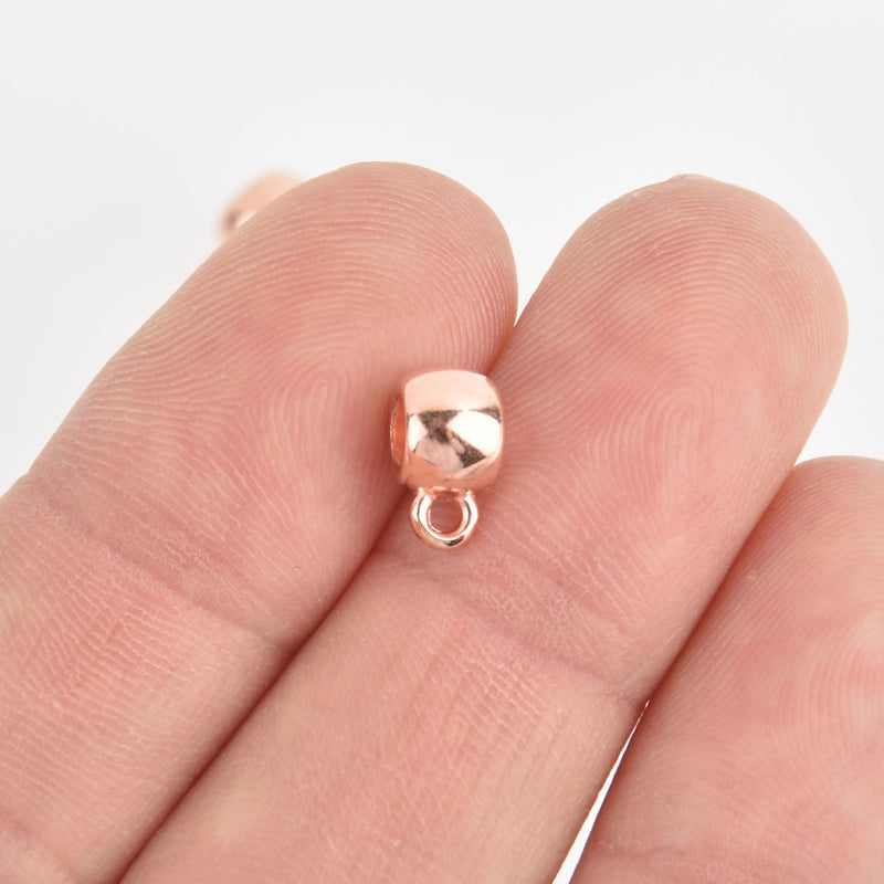 20 Rose Gold Bail Beads. Large Hole, 10x7mm FBA0077