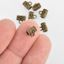 20 Bronze Filigree Bail Beads, Tube Beads, 7mm, Fba0078