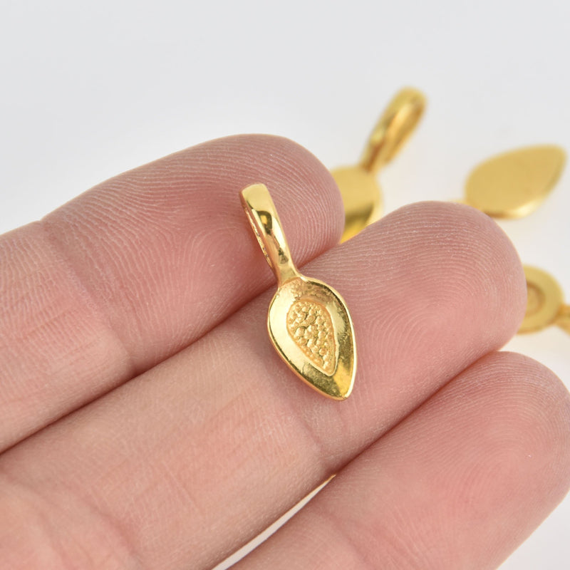 20 Gold spoon glue on bails for pendants fba0088