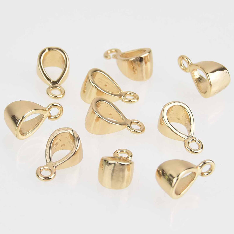 4 Gold Bail Beads, Charm Bail Beads, Large Hole, fba0095