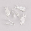 20 Silver Plate Bails, glue on, leaf design, fba0096