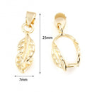 5 Pinch Bails, Real Gold Plate, leaf, fits 6mm thick, fba0098