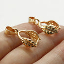 5 Pinch Bails, Real Gold Plate, leaf, fits 6mm thick, fba0098