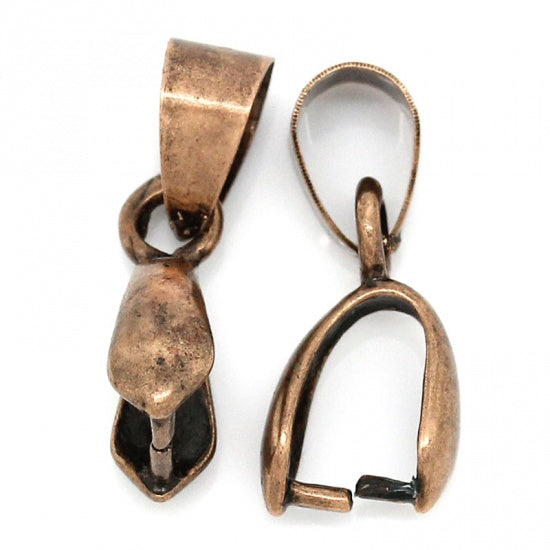 6 Pinch Bails, Antique Copper Plate, 18x7mm  fba0101