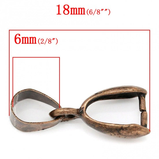 6 Pinch Bails, Antique Copper Plate, 18x7mm  fba0101
