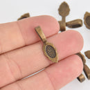 10 Bronze SCALLOPED Spoon Glue-On Bails for Pendants  27x9mm, flat back  fba0094