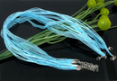 20 BABY BLUE Organza Necklace Cords with Lobster Clasp . 17.5" long with 2" extender chain  fch0076