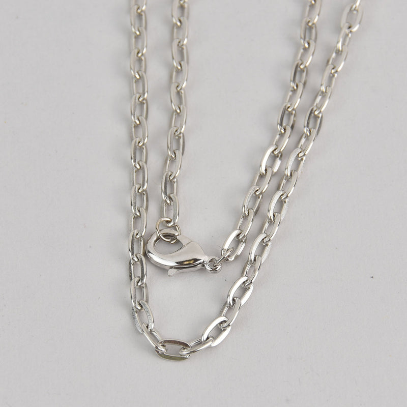 12 Silver Tone Cable Link Chain Necklaces with Lobster Clasps, 18" long  fch0112