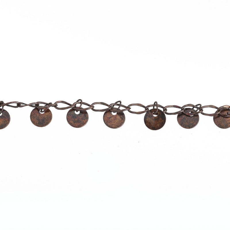 1 yard ANTIQUED COPPER DISC Curb Link Chain  fch0174