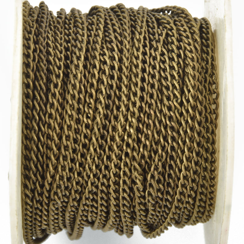 1 yard 3mm ANTIQUE BRONZE Curb Link Chain  open links are 2.5 x 3.0mm fch0215a