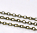 40 meters (130 feet) Antiqued Bronze Flat Oval Cable Link Chain, unsoldered links are 5x4mm, on spool, fch0325b