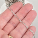 10 yards Stainless Steel Cable Link Chain, fine chain, thin chain, flat oval unsoldered links are 3mm x 2mm  fch0328b