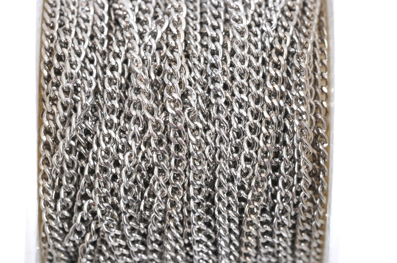 1 yard (3 feet) of STAINLESS STEEL CURB Link Chain, fine chain, thin chain, soldered links are 2.8mm x 1.8mm  fch0760
