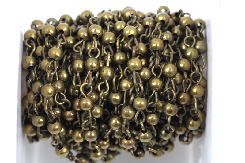 13 feet spool Bronze Round Bead Chain, Rosary Chain, Metal Ball Chain Beads are 4mm  fch0368b