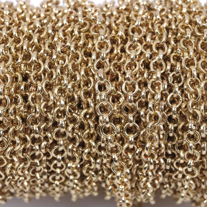 10 meters  Light Gold Rolo Chain, Round Rolo Links are 3mm, fch0397b