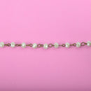 1 yard MINT GREEN Crystal Rondelle Rosary Chain, antique gold, 6mm faceted rondelle glass beads, fch0403a