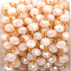 peach crystal rosary chain