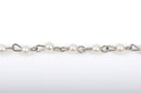 13 feet spool yard Ivory Off White Pearl Rosary Chain, silver, 4mm round glass pearl beads, fch0415b