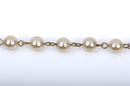 11 feet (3.67 yards) Taupe Pearl Rosary Chain, bronze, 10mm round glass pearl beads, fch0421b