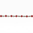 1 yard Dark Red Crystal Rosary Chain, bronze, 4mm round faceted crystal beads, fch0487a