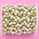 1 yard MINT GREEN AB Crystal Rondelle Rosary Bead Chain, gold double wrapped wire, 6mm faceted rondelle glass beads, fch0525a